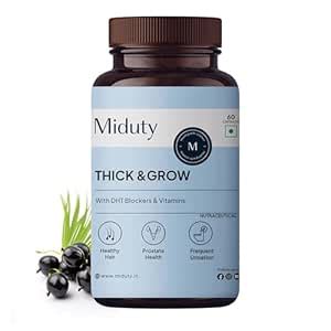 Miduty Thick & Grow Biotin Hair Supplement | With DHT Blockers, Amino ...