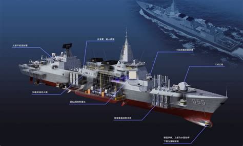 中国055万吨大驱，舰体空间余量巨大，可再装32单元垂发_驱逐舰
