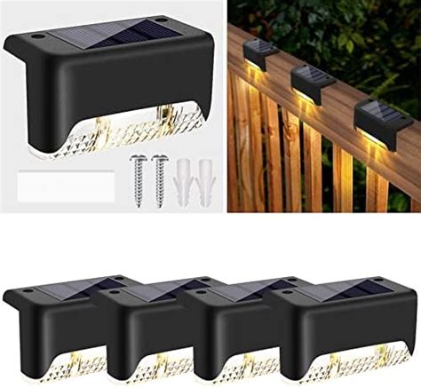 GolWof 4 Pack Deck Lights Outdoor, 6 Pack Led Solar Step Light ...