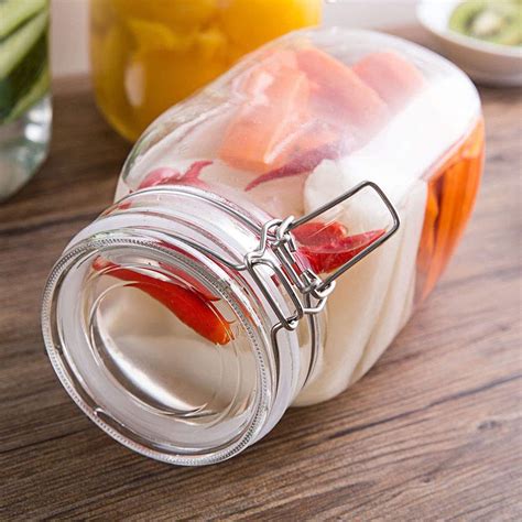 Buy Naidev 1000ml Glass Storage Jars with Clip Top Lid, Square Food ...