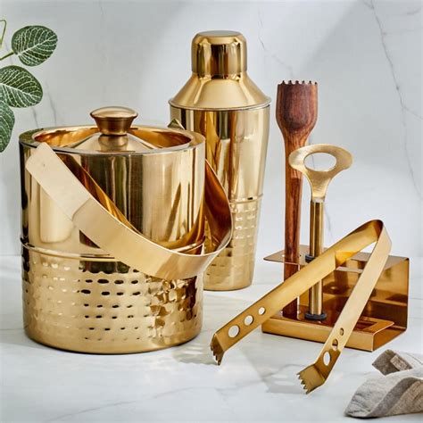 Buy Wexford Zulay Set of 6 Stainless Steel Hammered Barware Set from ...