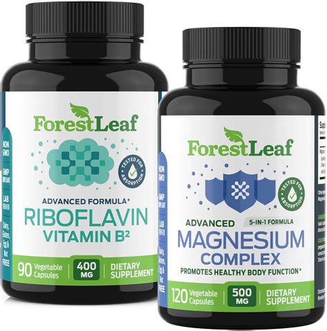 Amazon.com: ForestLeaf Riboflavin & Magnesium Migraine Supplement - Riboflavin 400mg for ...