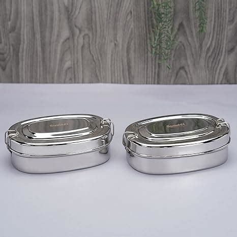 Buy Sumeet Stainless Steel Rectangle Lunch Box/Tiffin with 2 ...