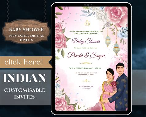 Buy Indian Baby Shower Phone Invite | Valaikappu, Godh Bharai Ceremony ...