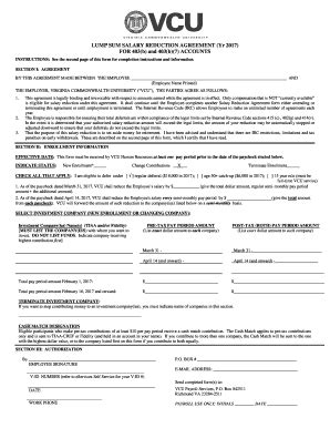 Fillable Online hr vcu Salary Reduction Agreement SRA Lump Sum - VCU HR ...
