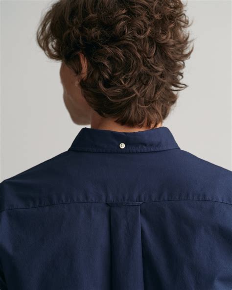 Shop Gant Men Navy Blue Solid Button-down Collar Full Sleeves Shirt ...