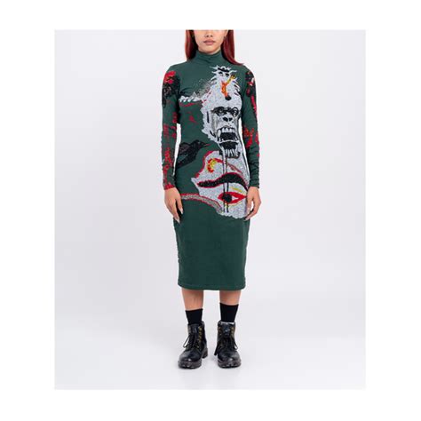 Handcrafted 'Return Of The Gorilla' Dress (Green) – HUEMN