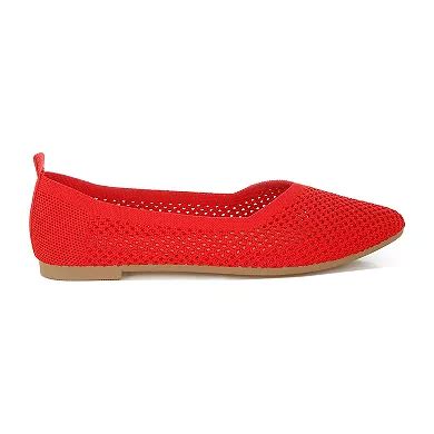 London Rag Selaris Women's Fly Knit Slip-On Ballerina Flats