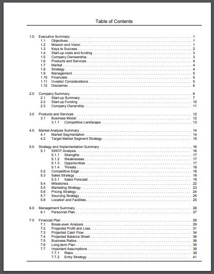 Business Plan Examples PDF 的图像结果