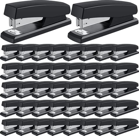 Amazon.com : Qilery 50 Pcs Stapler Bulk Desktop Stapler Black Stapler ...