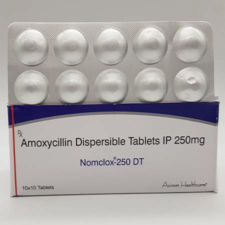 Nomclox 250 DT - Amoxycillin Dispersible Tablets IP 250mg - Acinom ...