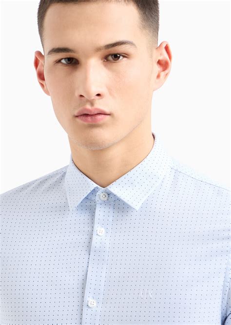 Logo Essential Blue Regular Fit Cotton Shirt