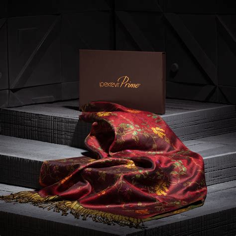 Burgundy Brocade Reversible Prime Silk Scarf | Ipekevi