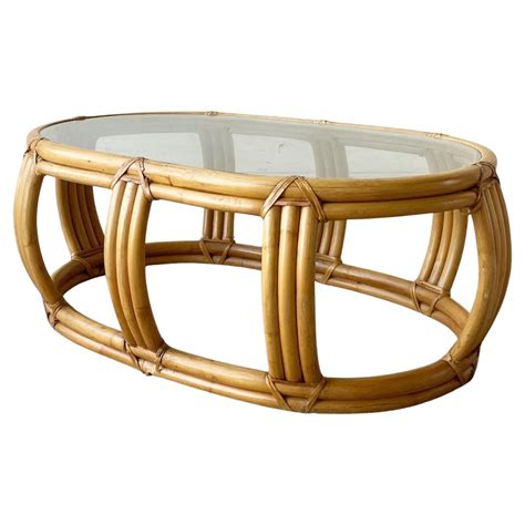 Bent Rattan Glass Top Compact Coffee Table at 1stDibs | rattan glass ...