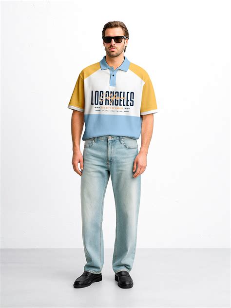 Los Angeles Oversized Polo T-Shirt - Multi Color – Crazymonk