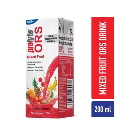 Cipla Prolyte ORS Ready to Drink Oral Rehydration Salts - Mixed Fruit ...