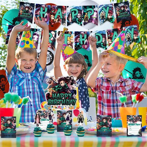 Buy 112 Pcs Demon Slayer Party Decorations, Demon Slayer Theme Birthday ...