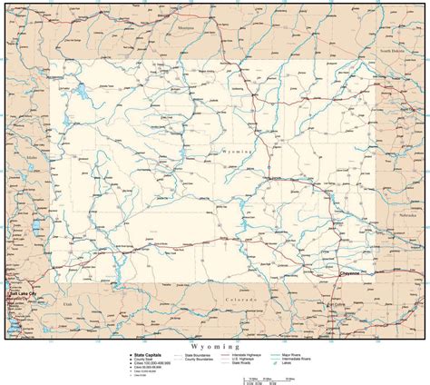 Wyoming map in Adobe Illustrator vector format