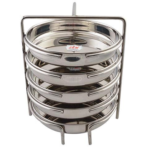 Jain Stainless Steel Thatte Idly Stand - 5 Plates | Thatte Idli Plate ...