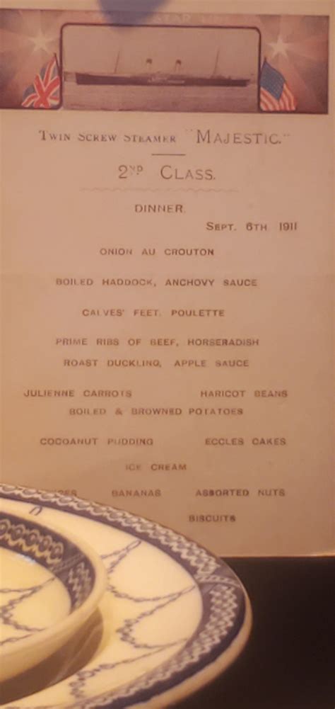 Image result for First Class Dinner Menu