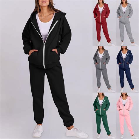 Axiiglly Sweatsuits Women 2 Piece Outfit Zipper Up Hoodies Matching ...