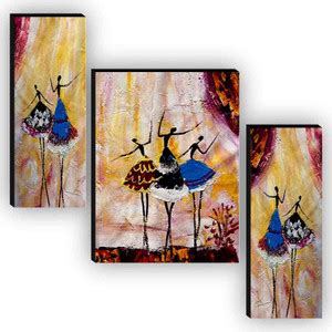 saf Abstract Dancing Figures in Colorful Skirts, Textured Beige ...