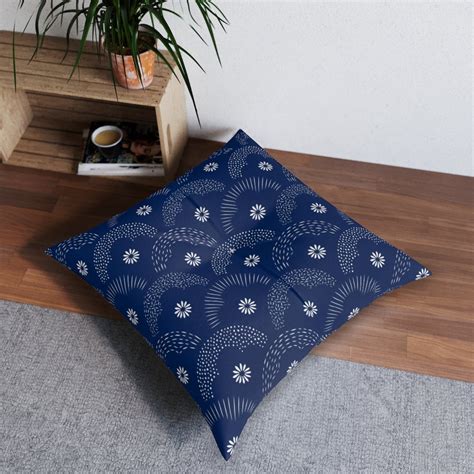 Japanese Floor Cushion With Japanese Seigaiha Wave Style Print - Etsy