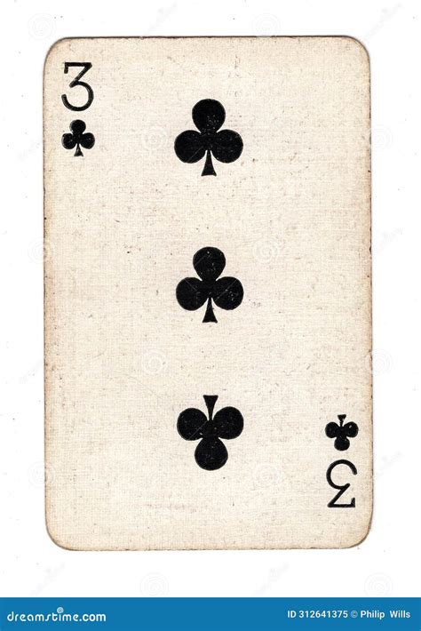 A Vintage Three of Clubs Playing Card. Stock Illustration ...