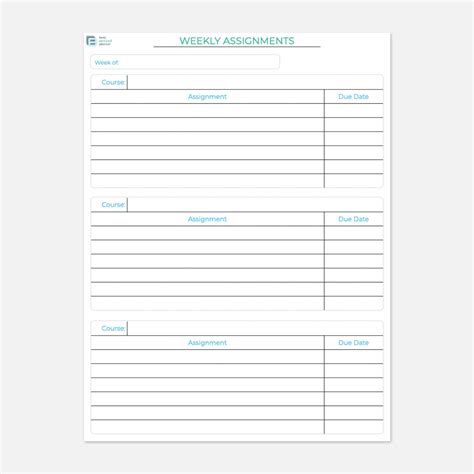 Image result for Weekly Homework Planner