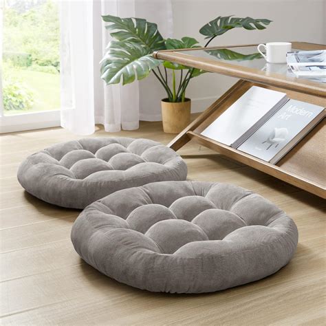 Amazon.com: Meditation Floor Pillow Set of 2, Round Large Pillows ...