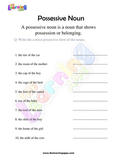 Plural And Singular Possessive Nouns Worksheet