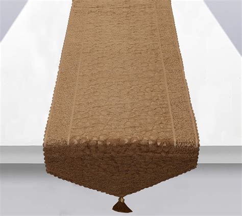 Buy Kuber Industries Self Design Velvet Dining Table Runner - Gold ...