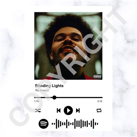 The Weeknd Blinding Lights Digital Spotify A4 Print from the | Etsy