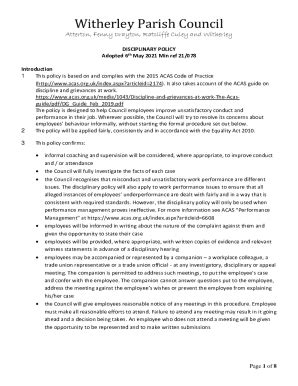 Fillable Online Disciplinary Policy - Witherley Parish Council Fax ...