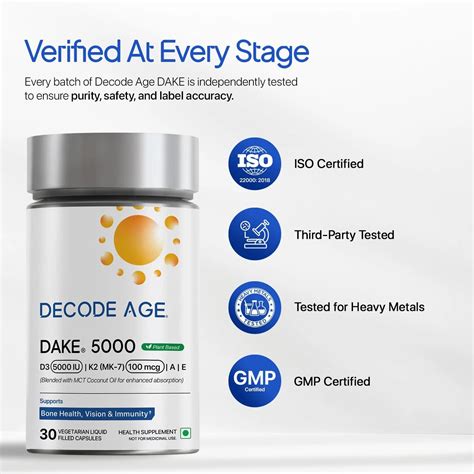 Decode Age DAKE 5000 IU | Vitamin D3 K2 Supplement with Vitamins E & A