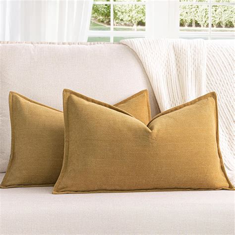 Amazon.com: ZWJD Mustard Yellow Throw Pillow Covers 12x20 Set of 2 ...
