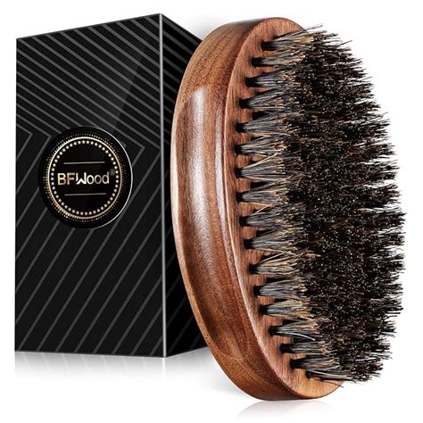 Buy BFWood Boar Bristle Beard Brush - Black Wood Walnut Military Style ...