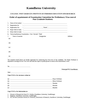 Order of appointment of Examination Committee for Preliminary Viva-voce ...