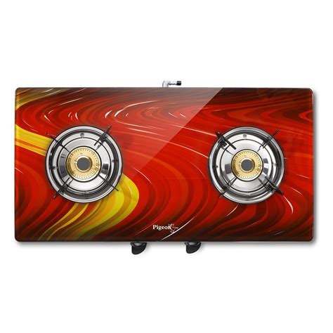 Pigeon Spark Series Square Red Ocean Full Size 2 Burner Gas Stove ...