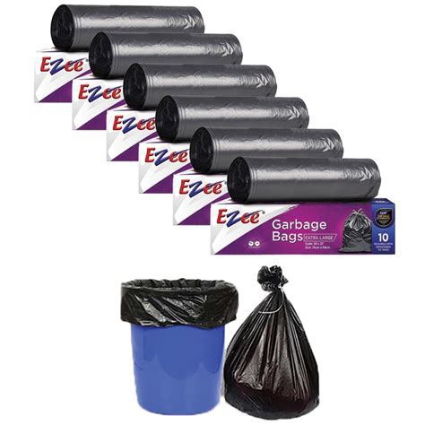 Ezee Black Garbage Bags 60 Pcs | XL 30 x 37 | 10 Pcs x Pack of 6 ...
