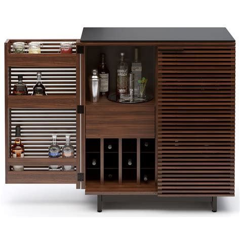 BDI Corridor 116899941 Contemporary Bar Cabinet with Louvered Doors and ...