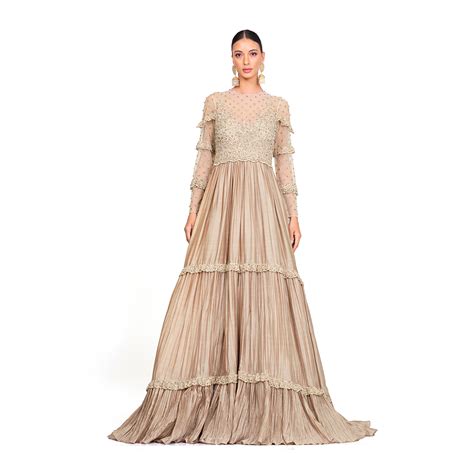 Cord-work Gown with Flared Bottom