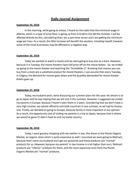 Image result for Journal Assignment Sample