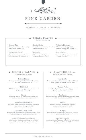Image result for Fine Dining Menu Examples
