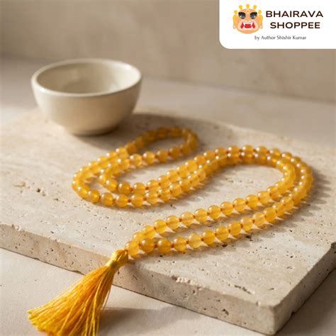 Topaz Mala for Prosperity, Wisdom & Positive Energy | Yellow Gemstone ...