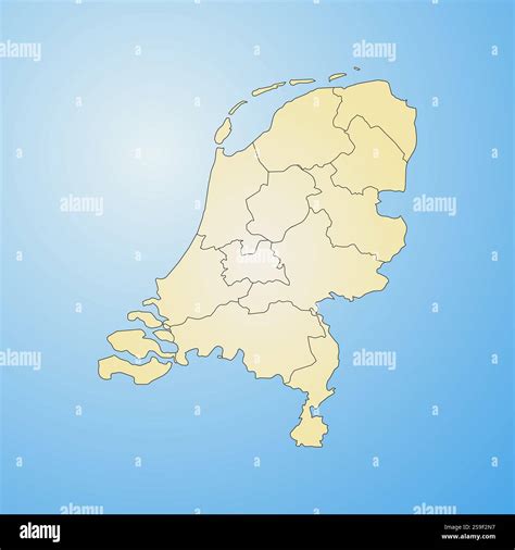 Map of Netherlands with the provinces, filled with a radial gradient ...