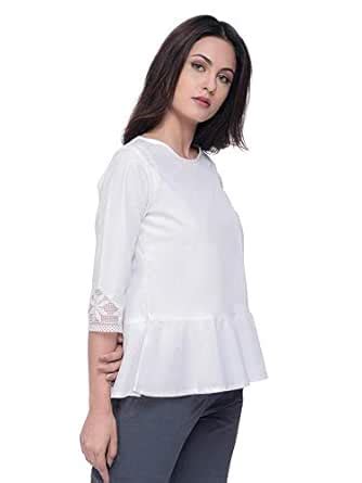 Buy Ombré Lane Women's Plain Regular Fit Shirt (30453049_XL_White_X ...