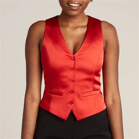 Women's Red Tuxedo Vest