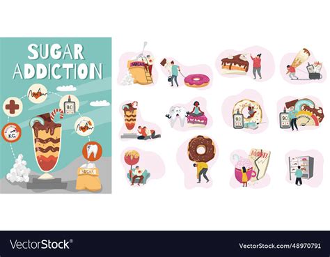 Report suggests sugary drinks and anxiety link Vector Art Vector Art
