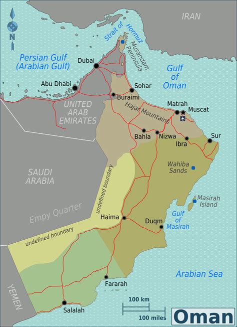 Detailed road and administrative map of Oman. Oman detailed road and administrative map ...